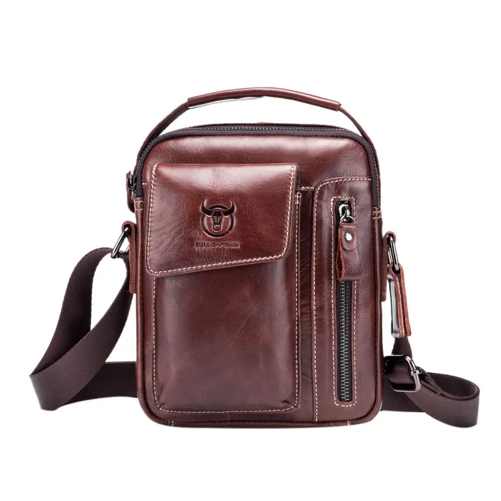 BULL CAPTAIN Genuine Leather Crossbody Bags Men/'s Shoulder Messenger Bag Satchel