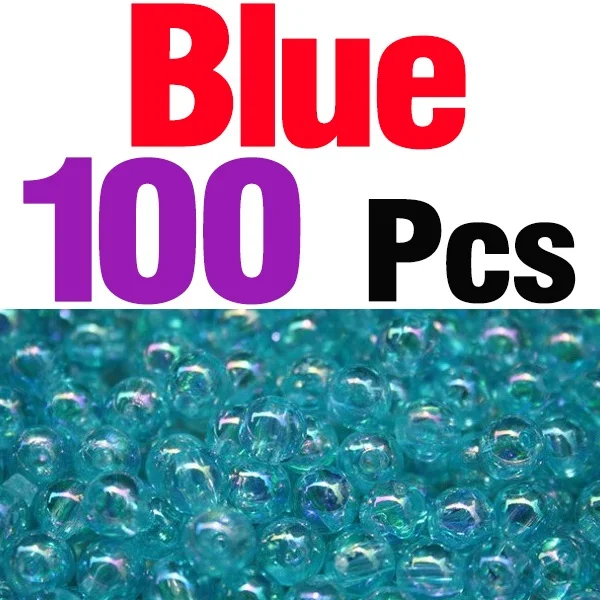 MNFT 100 шт 5 видов цветов круглые AB бусины для завязывания Мушек Рыболовные материалы для изготовления твердых плавающих рыболовных бусин диаметр Размер 6 мм - Цвет: 100PCS Blue