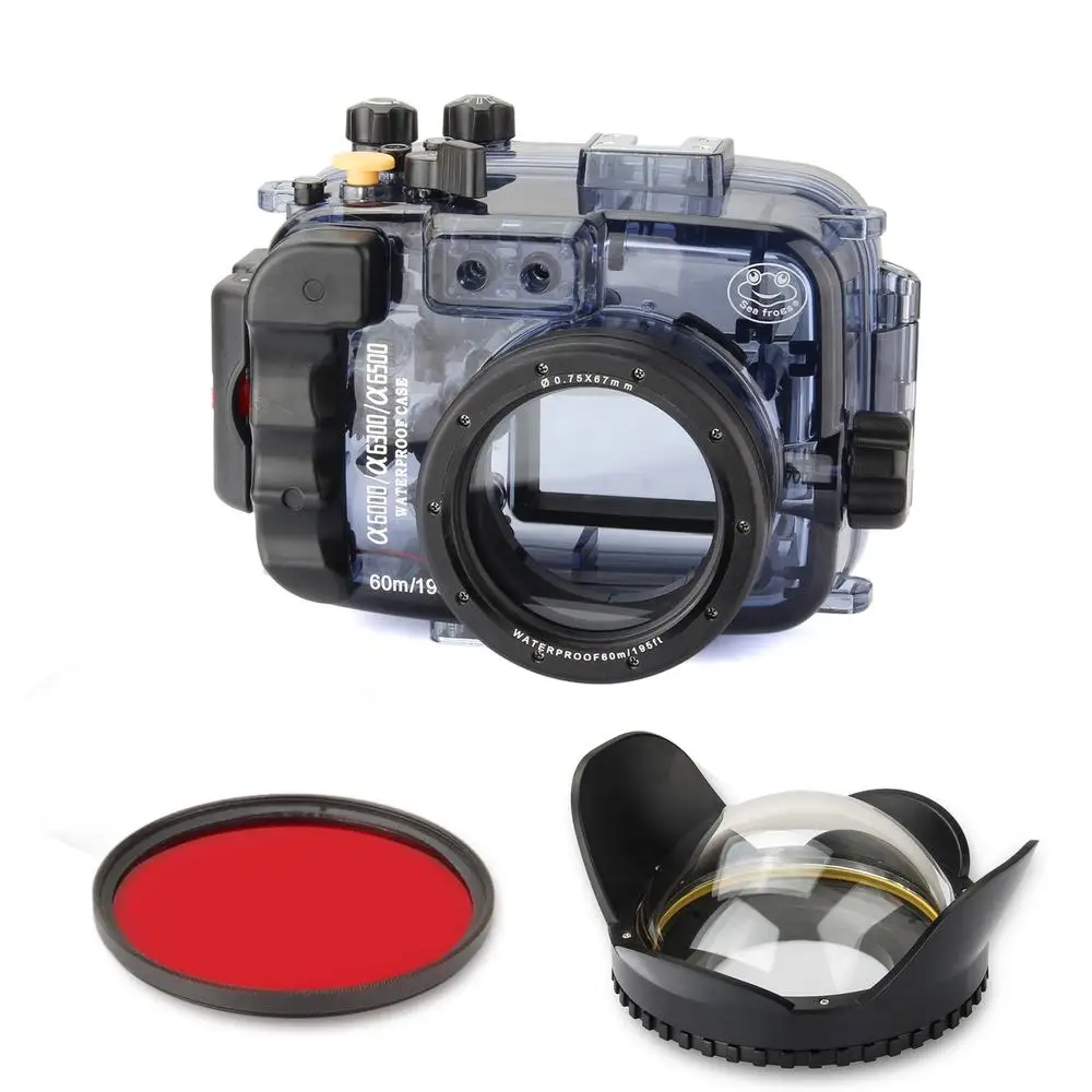 SeaFrogs 60m/130ft Waterproof Underwater Housing Case for Sony A6500 A6300 A6000underwater