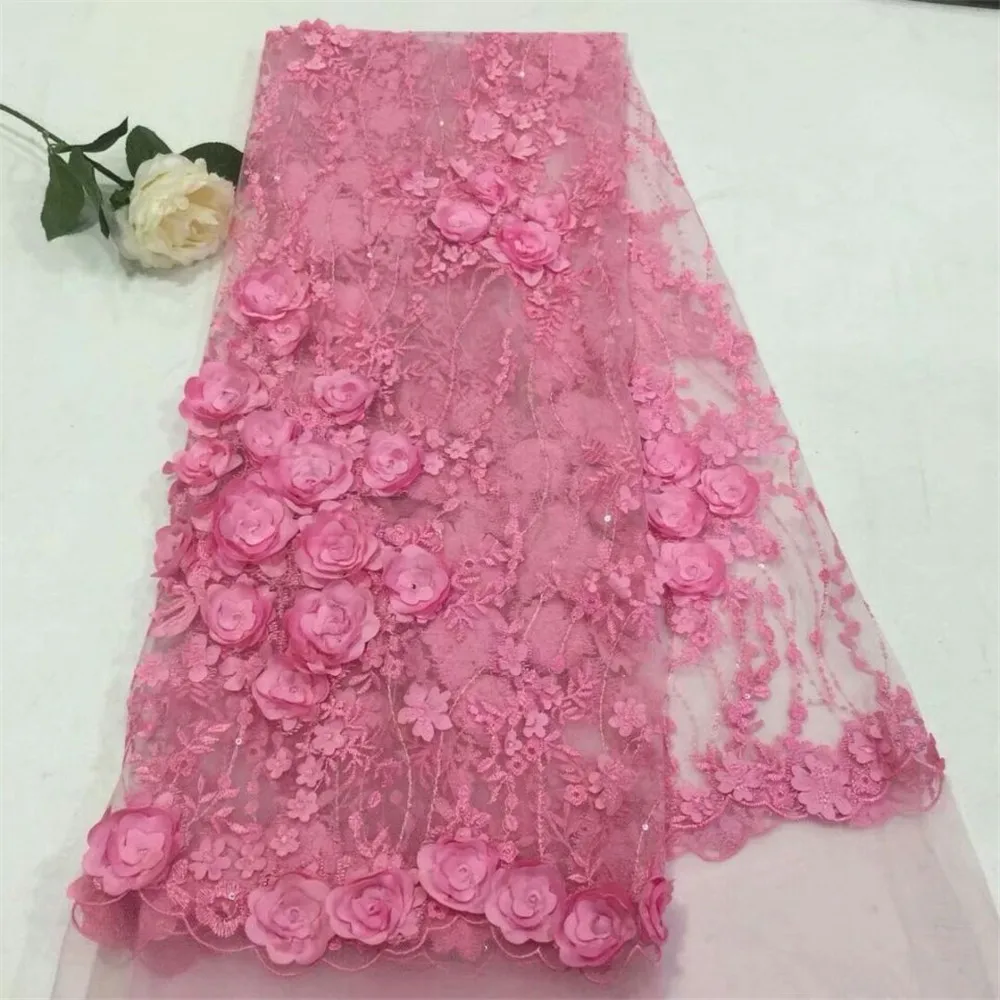 

2018 French 3D lace fabric with high quality special net lace fabric with beads African lace fabric for a dress HJ673-1