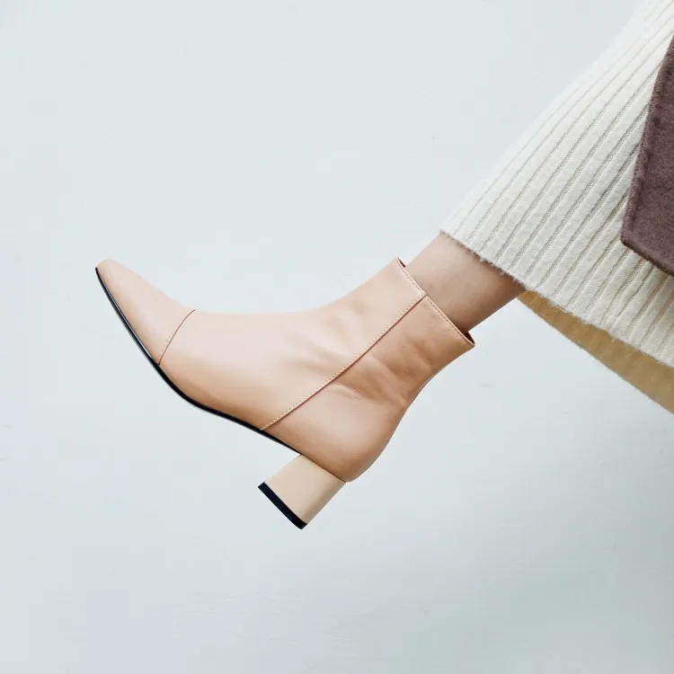 Koop MLJUESE 2019 vrouwen enkellaars Schapenvacht Abrikoos kleur ritsen puntschoen winter warme korte pluche laarzen vrouwen laarzen maat 33 40