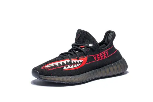 Yeezy Boost 350 V2 Customs Black Red Shark - Running Shoes - AliExpress