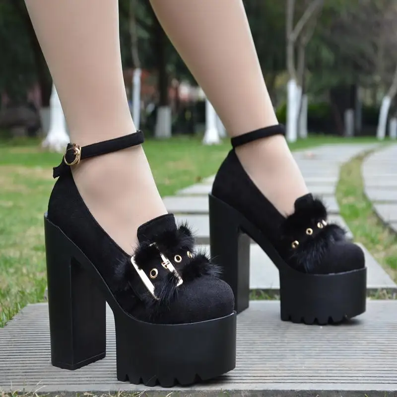 

New European and American thick-soled women's shoes thick with waterproof platform high heels fashion high-heeled shoes