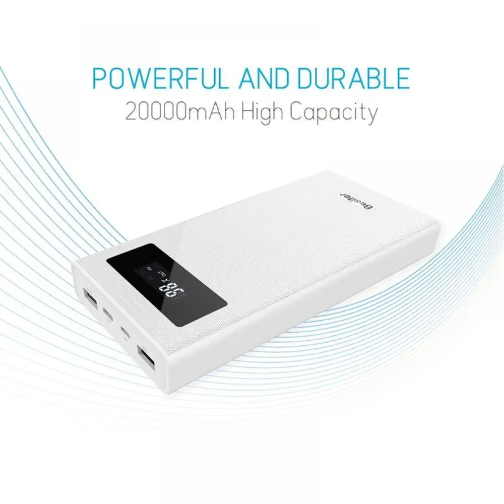 Besiter Быстрый Зарядное устройство 20000 mAh Мощность банк светодиодный портативное