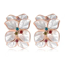 Suplush Горячая Мода цветок серьги гвоздики для женщин Эмаль Кристалл трендовые женские серьги массивные украшения aretes ER0099