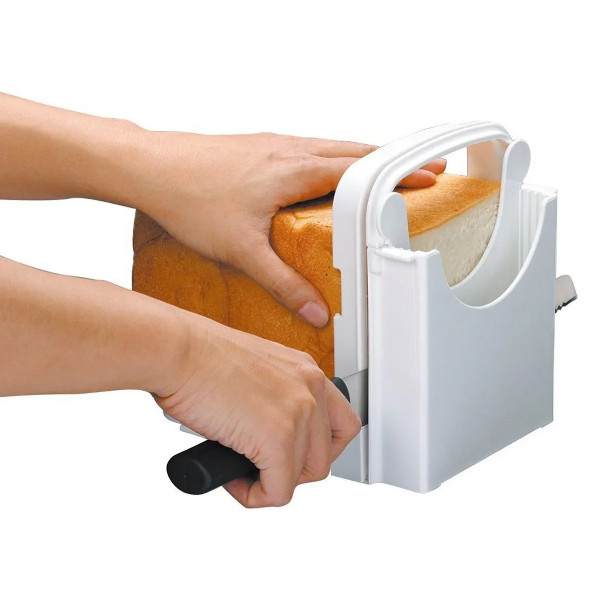 White Plastic Bread Cutter Loaf Toast Sandwich Slicer Cutter Breakfast
