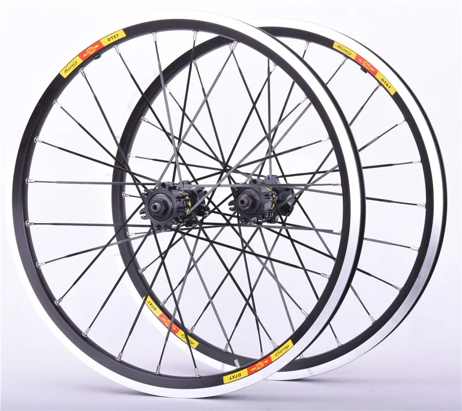 Cheap 20inch RUJIXU *1-3/8 V /disc Brake Front 2 Rear 4 Bearing Ultra Smooth light 451/406 wheel wheels For BXM folding bike Rim Rims 5