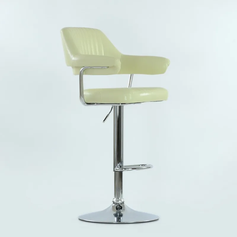 94533 Barneo N-152 эко-кожа кухонный барный стул с мягким сиденьем на газ-лифте кремовый стул высокий стул для барной стойки мебель для кухни кресло для нейл-бара в Казахстан по России