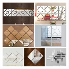 Square Circle Crystal Acrylic Mirror Decorative Sticker 3D Wall Sticker Wall Decal Home Decol Home Decoration Shower Bathroom