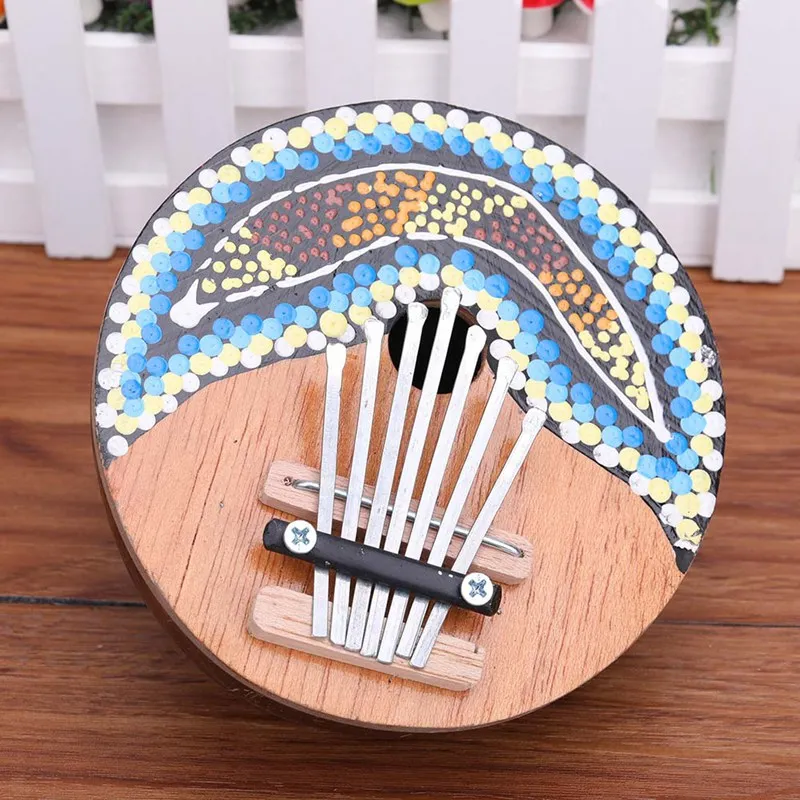 7 Key Finger Piano Painted Coconut Shell Mbira Likembe Thumb Piano