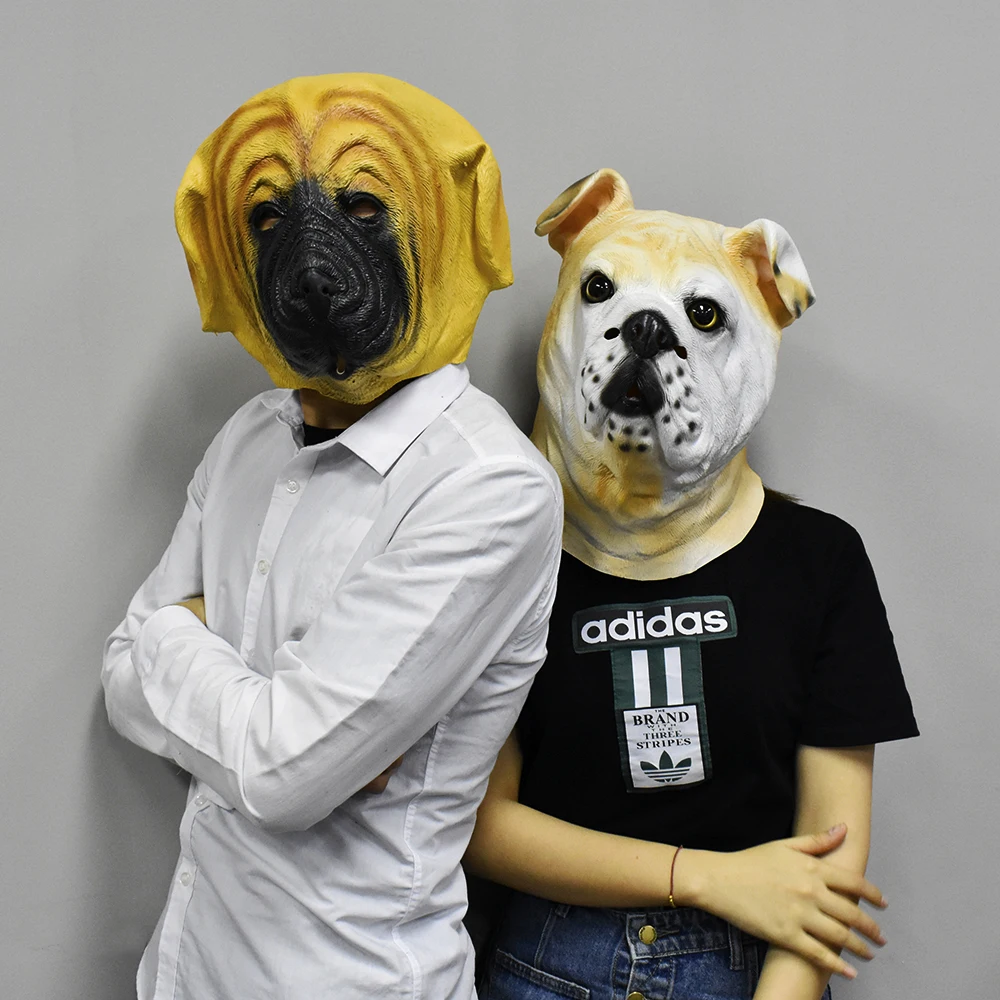 Мопса маска латексное животное собака полное лицо реквизит взрослый костюм для Хэллоуина