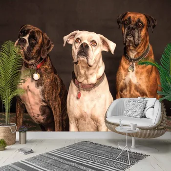 

Else Brown Black White Cute Dogs Animals 3d Photo Cleanable Fabric Mural Home Decor living Room Bedroom Background Wallpaper