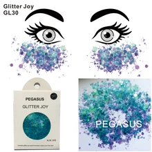 GL30 один пакет Пегаса вдохновил Бирюзовый смешанный фиолетовый лицо блеск украшения фестиваль тело танец макияж, боди-арт