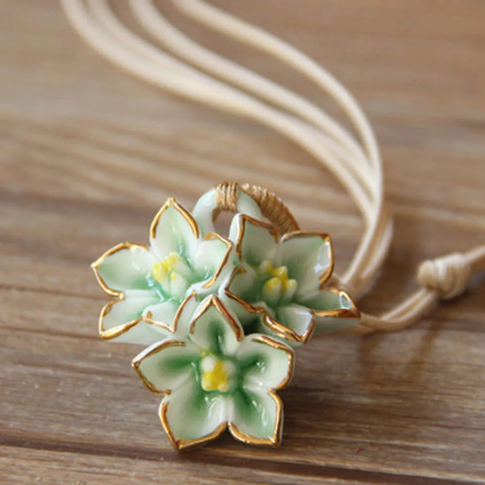 Buy New Elegant Ceramic Flower Pendant Necklace