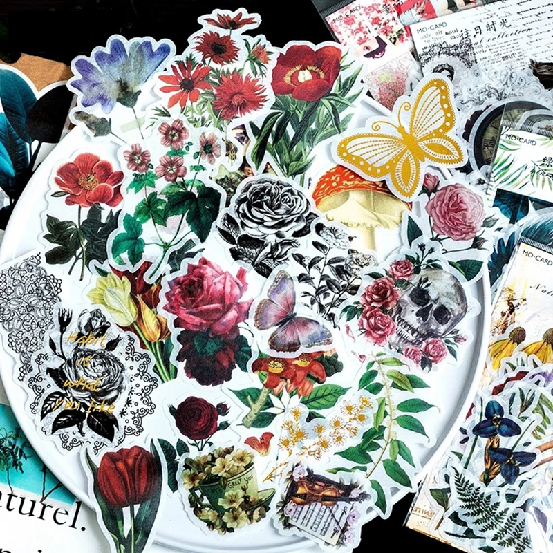 

60 pcs/lot Vintage Plant Flower Washi Paper Sticker Decoration DIY Diary Scrapbooking Label Sticker Stationery Home Decor