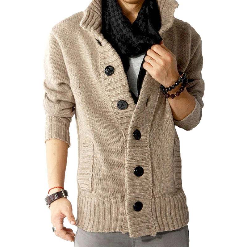 Hot Sale Mens New Casual Slim Fit Polo Cardigan Thick