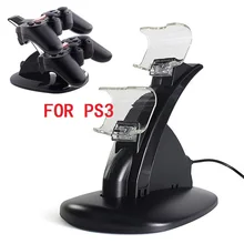 BUKIM черный f: кристально-голубой свет двойной USB Зарядное устройство зарядная док станция Подставка для Игровые приставки 3 PS3 PS 3 игровой контроллер