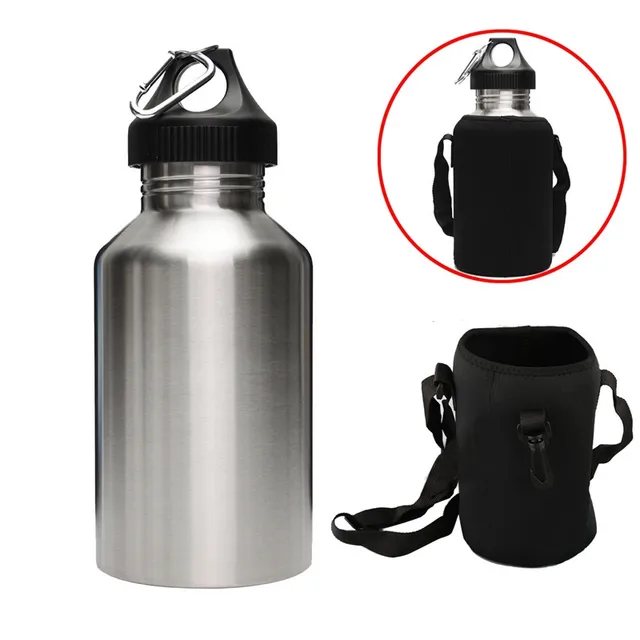 Best Deal 2L Large Stainless Steel Water Bottle Sports Exercise Drinking Kettle With Carrier Bag Holder Outdoor Tool