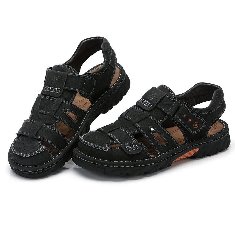 CAMEL Summer Outdoor Casual Men's Sandals Men Genuine Leather Shoes Beach Male Hand Stitching Wrapped Toe Sandal Men CAMEL Summer Outdoor Casual Men's Sandals Men Genuine Leather Shoes Beach Male Hand Stitching Wrapped Toe Sandal Men