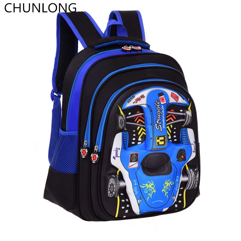 Детские гоночные рюкзаки CHUNLONG с 3D принтом мультяшный автомобиль легкий женский