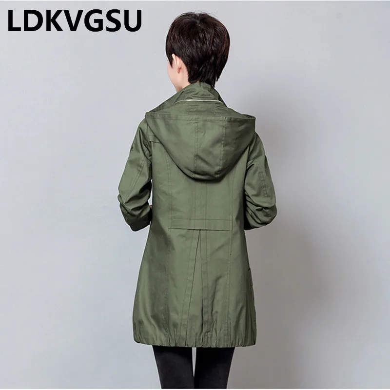 Automne 2018 5xl vent Grande Is524 Printemps Nouveau Veste Capuchon Green D'âge À Army Moyen red Survêtement Taille Amovible Occasionnel Dame De Mode Coton Coupe 6rrEqxHp