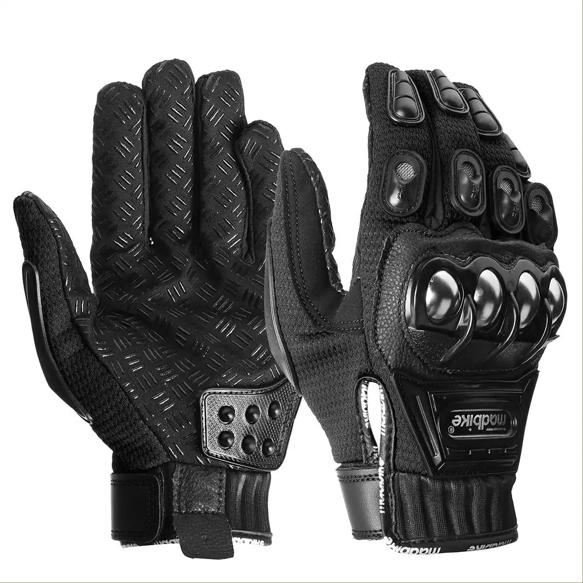 Mofaner1 пара мотокросса перчатки мотогонок полный палец перчатки защитные Guantes Luvas черный синий красный - Цвет: Черный