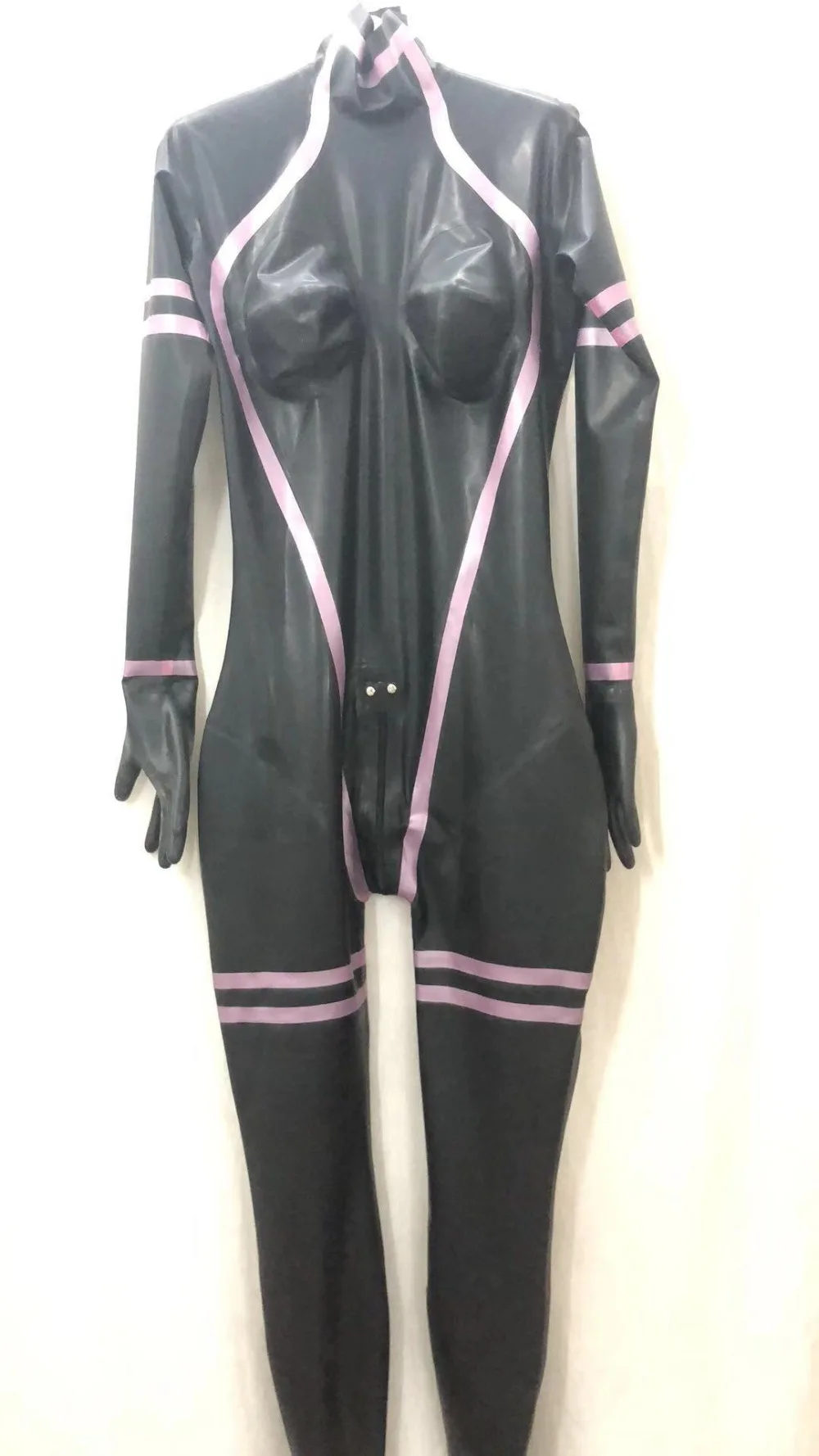 Sexy-Black-Womens-Latex-Catsuit-Skin-Tights-Full-Body-Latex-Suit-Rubber-Latex-Clothing-3D-Breast- `