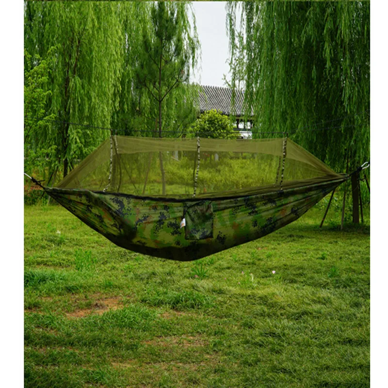 

1-2 Person Outdoor Parachute Mosquito Net Hammock Camping Hanging Sleeping Bed Swing Portable Double Person Outdoor Hammock