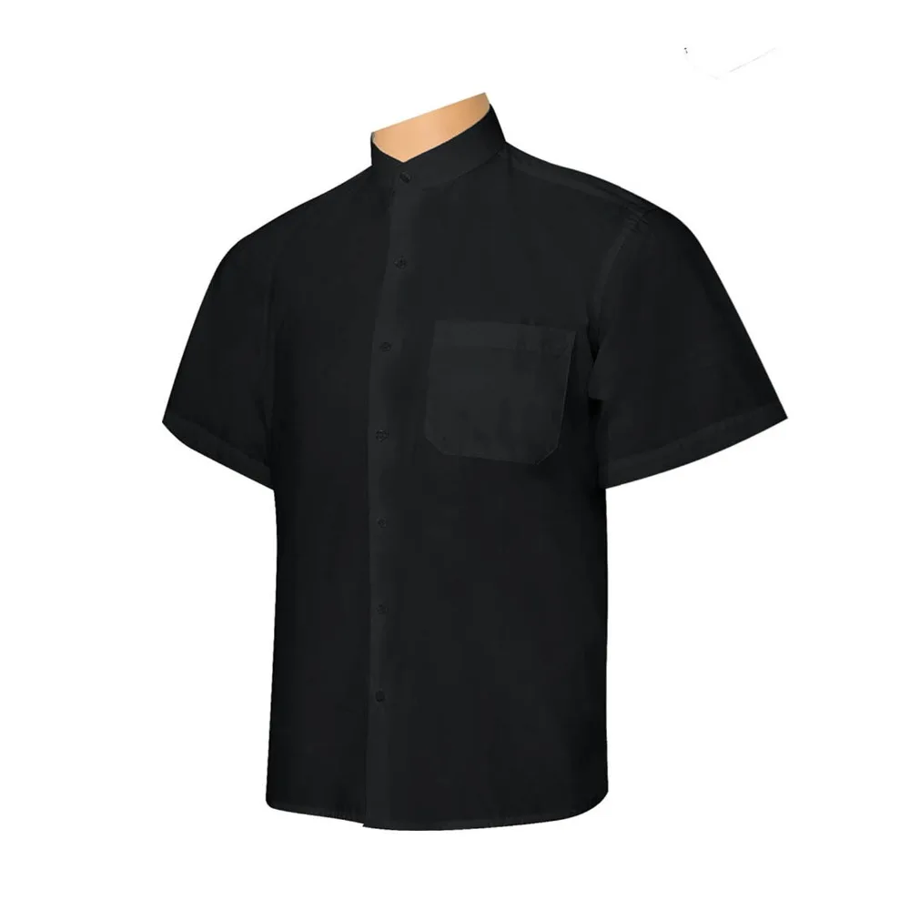 Униформа Рубашка официант Джентльмен воротник Мао с короткими рукавами-REF.827B