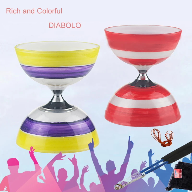 

New Arrived Chinese Style Diabolo 1 or 3 Bearings Set Packing Graffiti Stripe Kongzhu