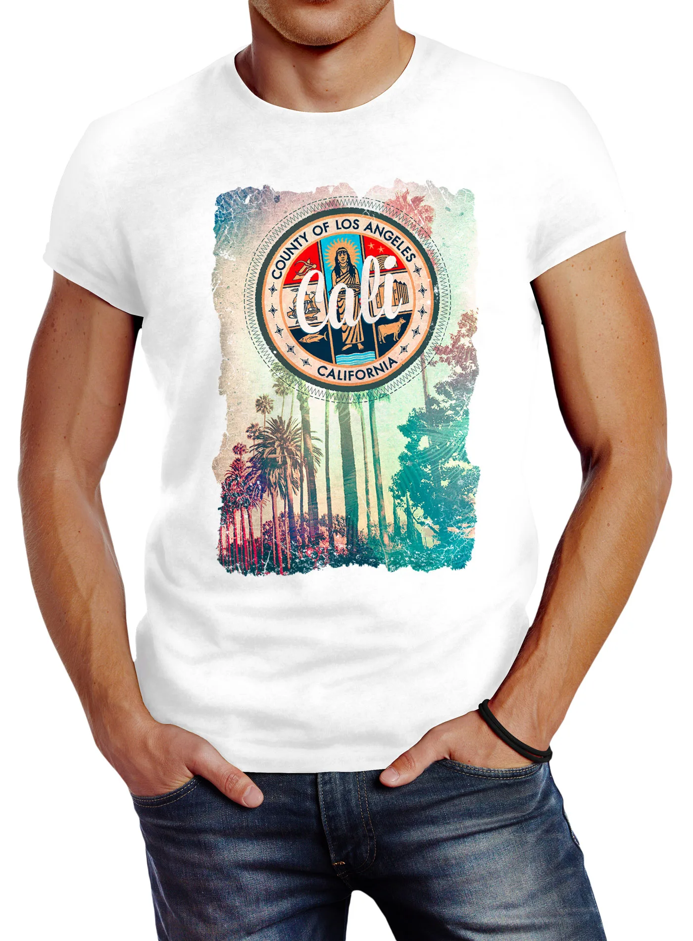 Fashionable Design California Beach Sunset Palmen Retro Graphic Men's