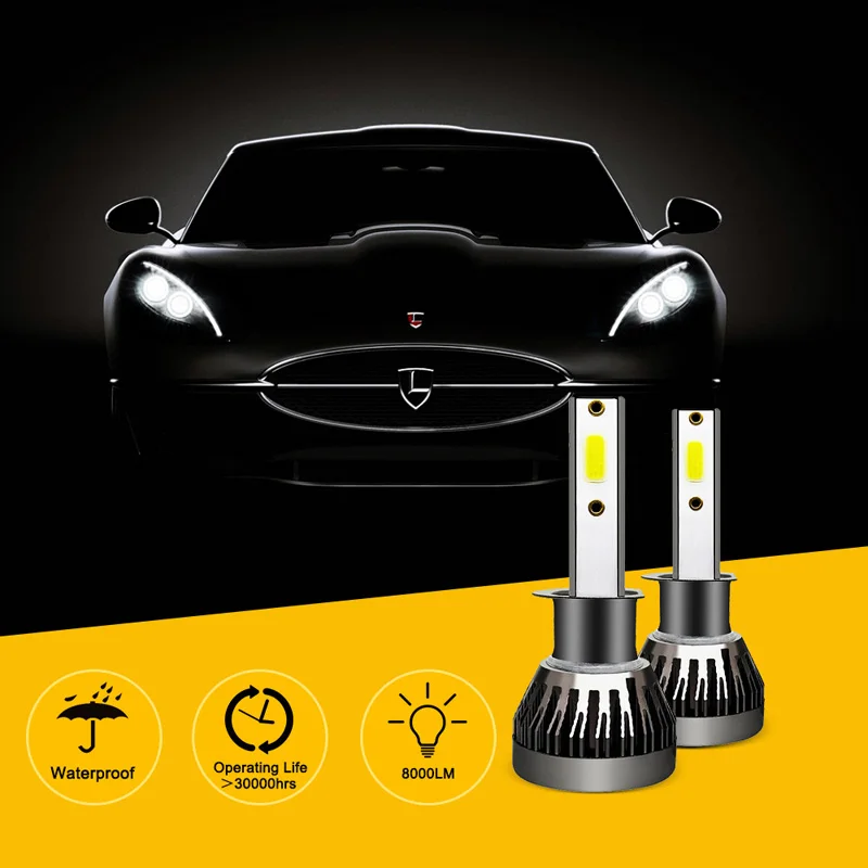 

2PCs Mini LED Car headlight Lamp LED Bulb H7 H1 H8 H11 Headlamps 9005 HB3 9006 HB4 6000k Vehicle Car light 9-36V Lamp 36W 6000LM