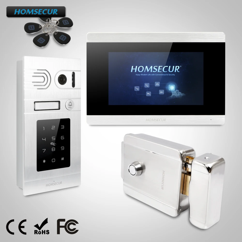 

HOMSECUR 7" Wired Video Door Phone Intercom System Electric Lock+Keys Included with Motion Detection BC071-S + BM715-S