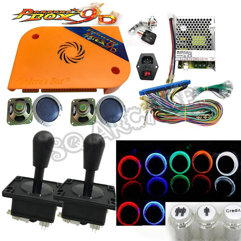 Pandora box 9D 2222 in 1 arcade version jamma game board HDMI VGA DIY arcade ktis with joystick black cap buttons speakers locks Pandora box 9D 2222 in 1 arcade version jamma game board HDMI VGA DIY arcade ktis with joystick black cap buttons speakers locks