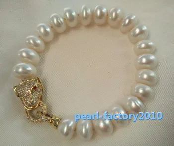 

natural new leopard head 11MM SOUTH SEA white PEARL bracelet>Selling Girls PEARL bracelet free shipping