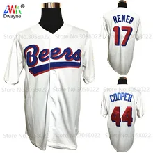 

Cheap Throwback Baseball Jerseys DOUG REMER #17 Joe Cooper #44 BASEketball Milwaukee Beers MOVIE BUTTON DOWN JERSEY All Stitched