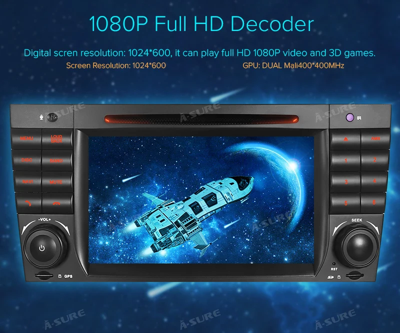 Flash Deal A-Sure 2 Din Android 8.0 Auto Radio GPS DVD Player Navigation For Mercedes Benz C Class W2019 W209 AMG CLK CLC WIFI 4G BT DAB+ 12