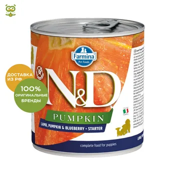 

N&D Dog Pumpkin Starter консервы для беременных и кормящих сук, Ягненок, тыква и черника, 285 гр.