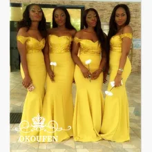 Золотые желтые свадебные платья, расшитые блестками с открытыми плечами Sukienki Na Wesele Damskie Длинные вечерние платья для выпускного вечера для женщин