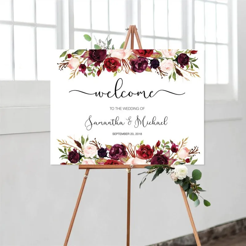Custom Wedding Sign Floral Print To Our