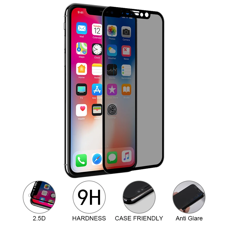 NILLKIN 9H 3D Антибликовая Защита экрана для iPhone X Xr 8 8 Plus 7 7 Plus защитное закаленное стекло для iPhone XS стекло