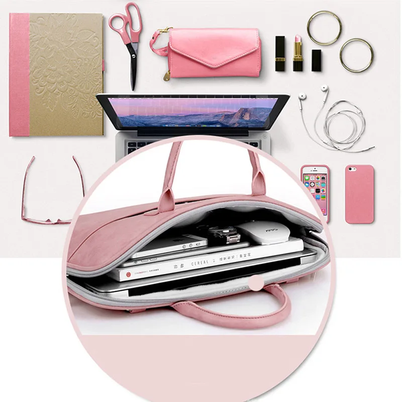 Universal Laptop Sleeve Case Hand Bag 13 14 15 inch For Macbook Air Pro Dell Asus Acer PU Waterproof Notebook Shoulder Bag Pouch (13)