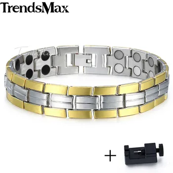 

Men's Magnetic Bracelet for Women Gold Silver Color Stainless Steel Wristband Watchband Link Removal Tool 13mm KB608_1A