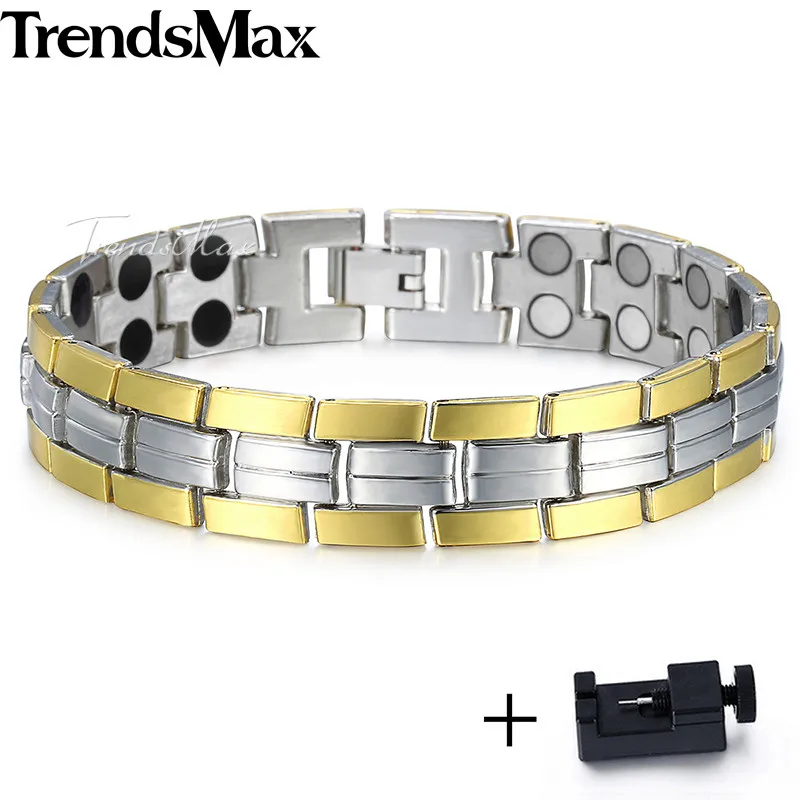Men's Bracelet for Women Gold Silver Stainless Steel Wristband