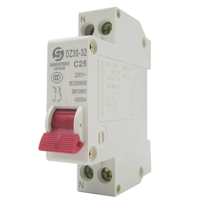 

DZ30-32 circuit breaker 25A air switch protection 10A miniature circuit breaker 1P+N 6A-32A