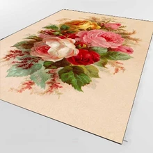 Else, красный, розовый, желтый, кремовый, розы, цветы, Цветочный 3d принт, не скользит, микрофибра, для гостиной, декоративный, современный, моющийся коврик