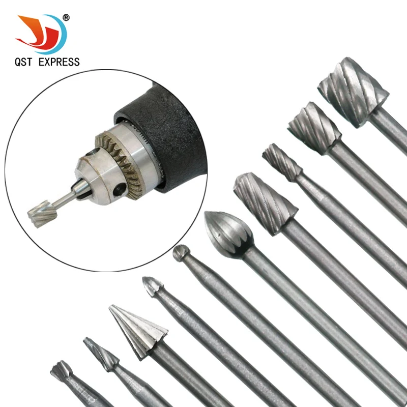 10pcs/Set HSS Routing Wood Rotary Milling Rotary File Cutter