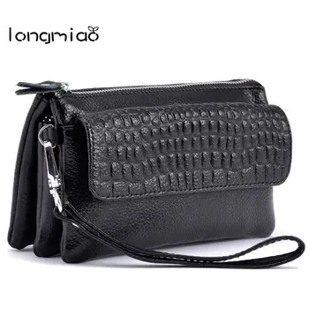 

longmiao Crocodile Women Genuine Leather Embossed Messenger Bag Multi Pocket Designer Luxury Wristlet Soft Cowhide Shoulder Bags