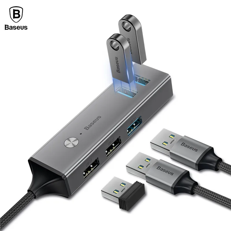 BASEUS 5 USB Ports Type-C to USB3.0 x 3 + US 2.0 2 Hub Adapter Converter Compatible Windows Mac OS System | Мобильные телефоны и