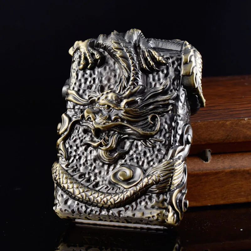 ZORRO Pure Copper Oil Lighter Vintage Dragon Relief Kerosene Lighter